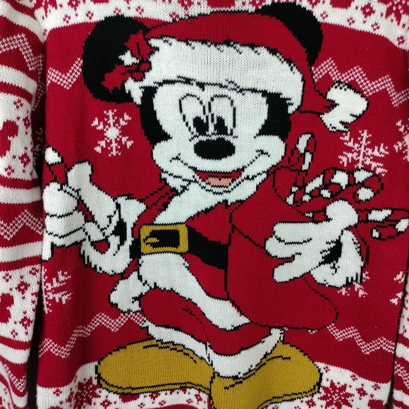 NWOT Official Disney Brand Crewneck Knit Mickey Mouse Fair Isle Festive Sweater - Picture 2 of 6